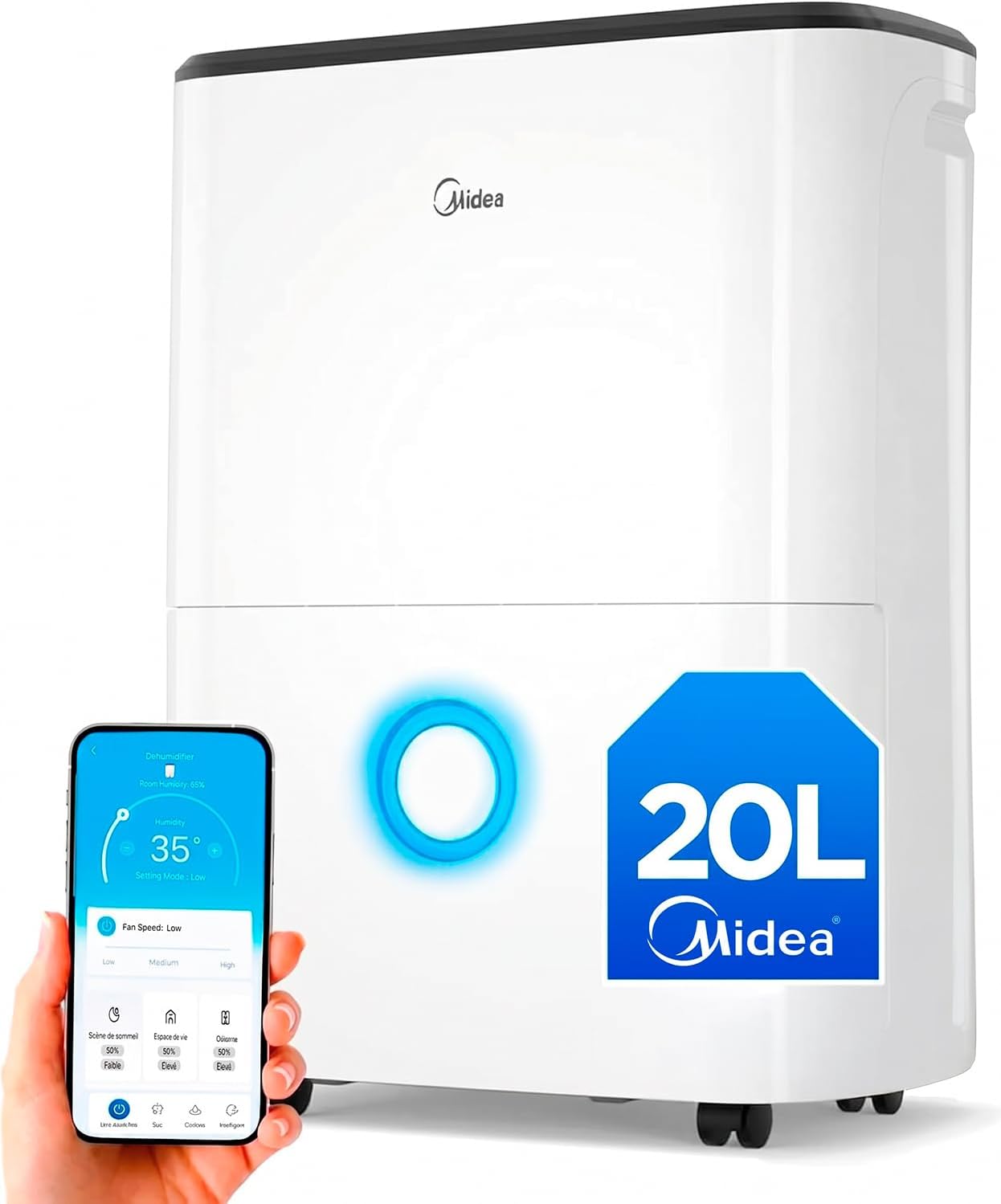 Deshumidificador refrigerante drenaje continuo modo silencioso ruedas